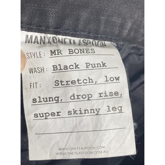 Man x One Teaspoon Mens Black Punk Mr Bones Super Skinny Jeans Size 31R - Picture 7 of 10